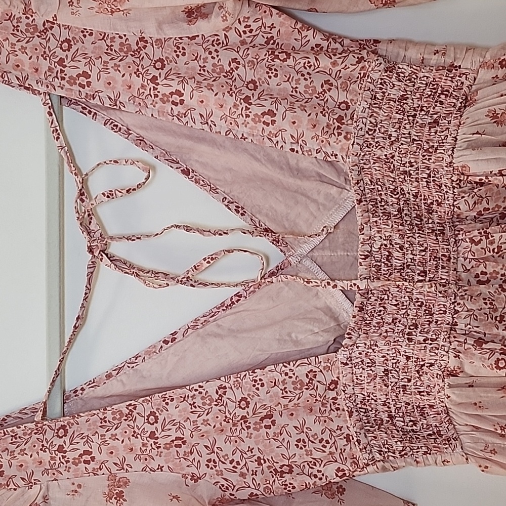 American EAGLE Y2K Baby Doll Ruffled  Floral Pink Dress Size Small - Picture 11 of 16
